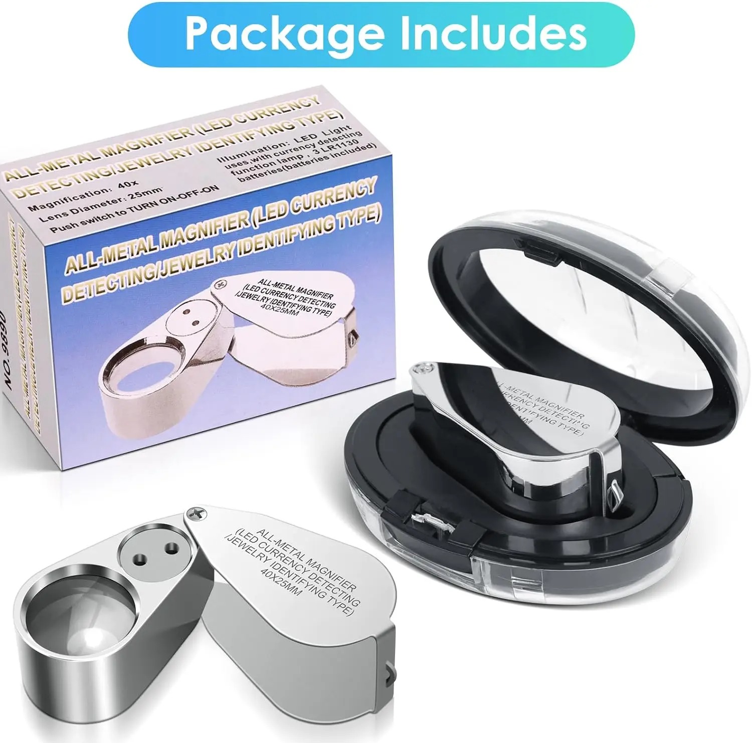 Body Jewelry Repair - 40X Illuminated Jeweler Loupe Magnifier with