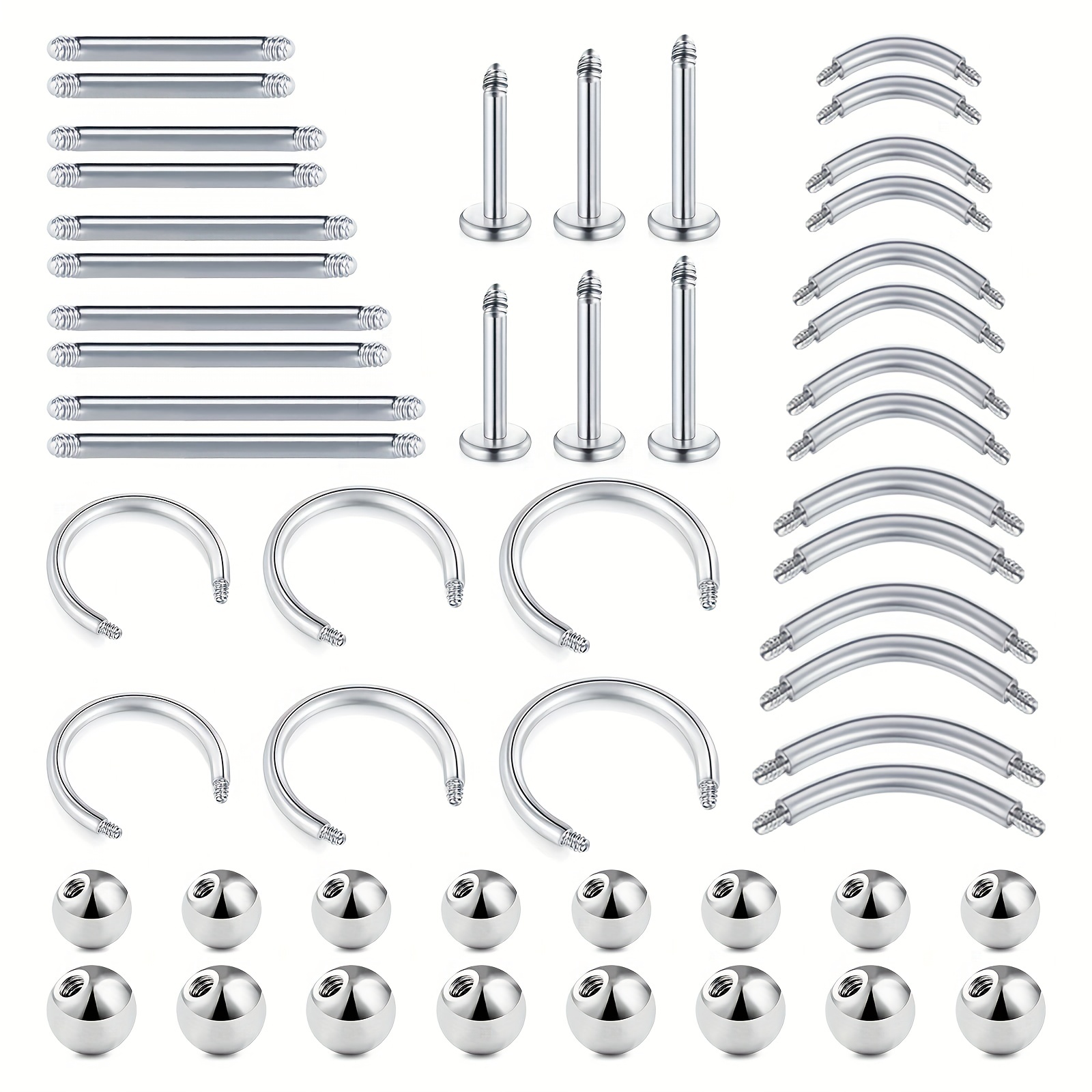 Body Jewelry Industrial - 6/8/10/12/52pcs 16G Stainless Steel Rods And
