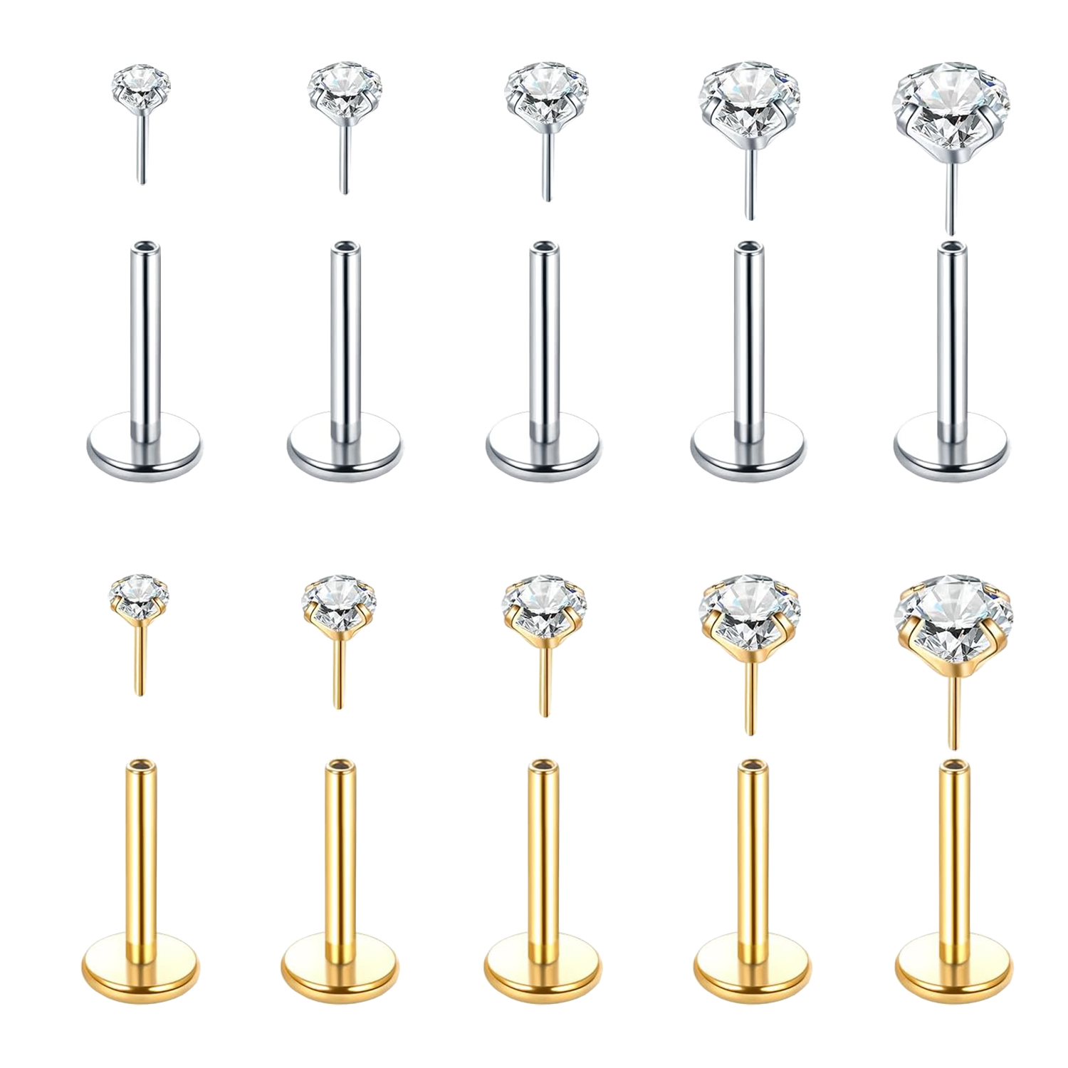 Body Jewelry Threadless - 5Pcs Threadless Push In Ear Nose