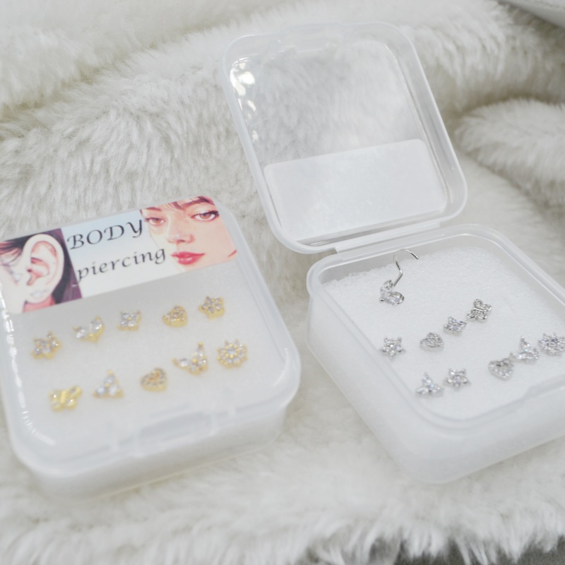 Body Jewelry Jewelry Box - 10pcs/Box CZ Nose Rings Nostril Studs
