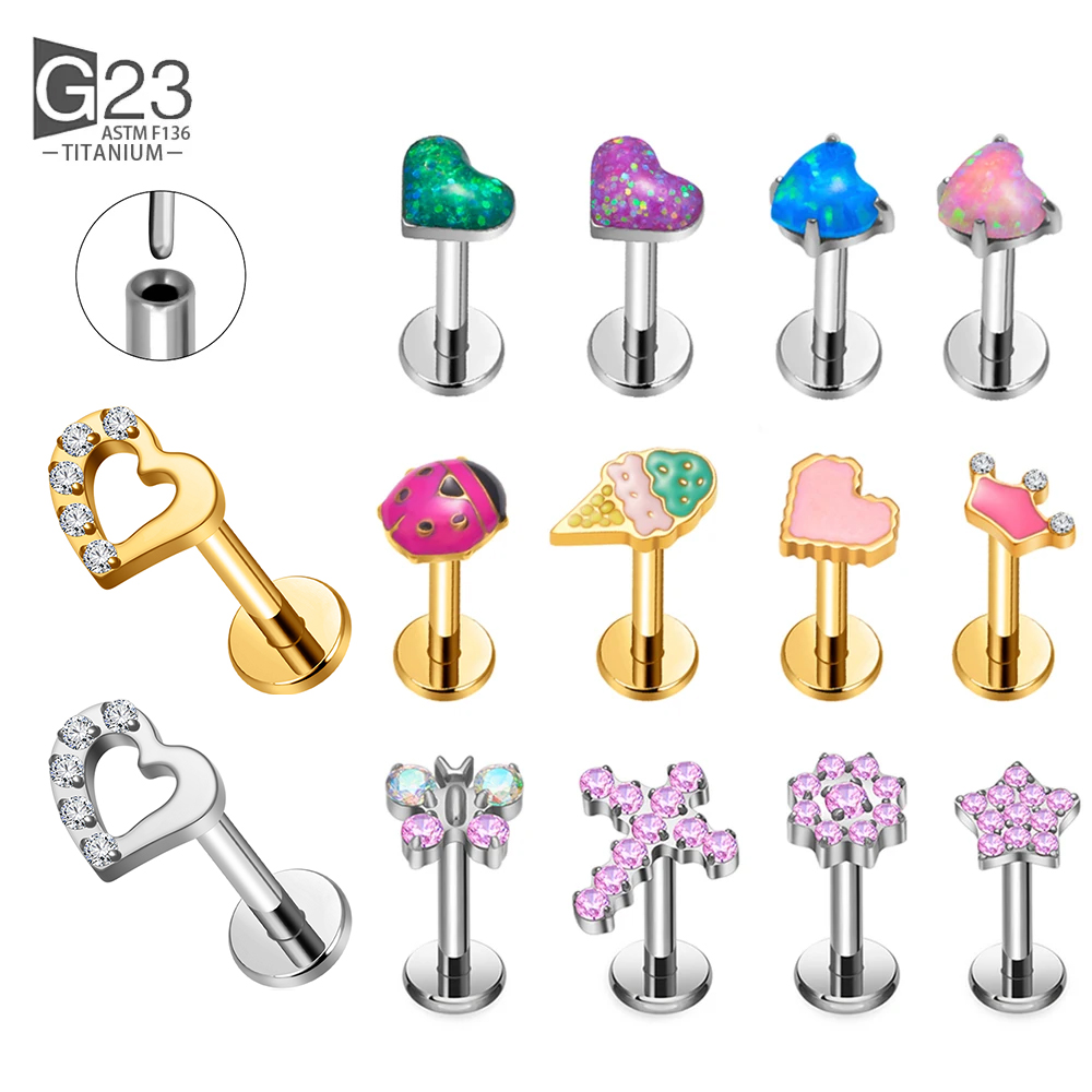 Body Jewelry Threadless - G23 Titanium Threadless Piercing16G/18G/20G Heart Shape