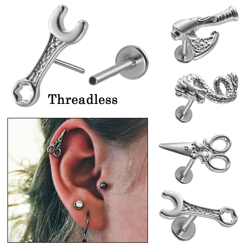 Body Jewelry Threadless - 1PC Surgical Steel Threadless Wrench Axe