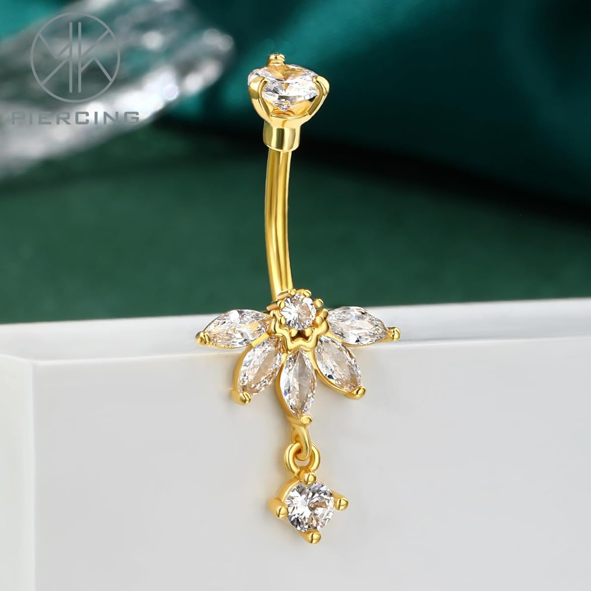 Lotus-design CZ Belly Button R - Belly Bar Titanium ulasan dan harga