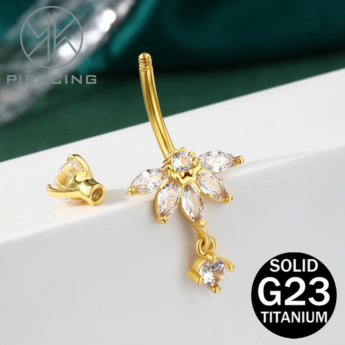 Lotus-design CZ Belly Button R - Belly Bar Titanium ulasan dan harga