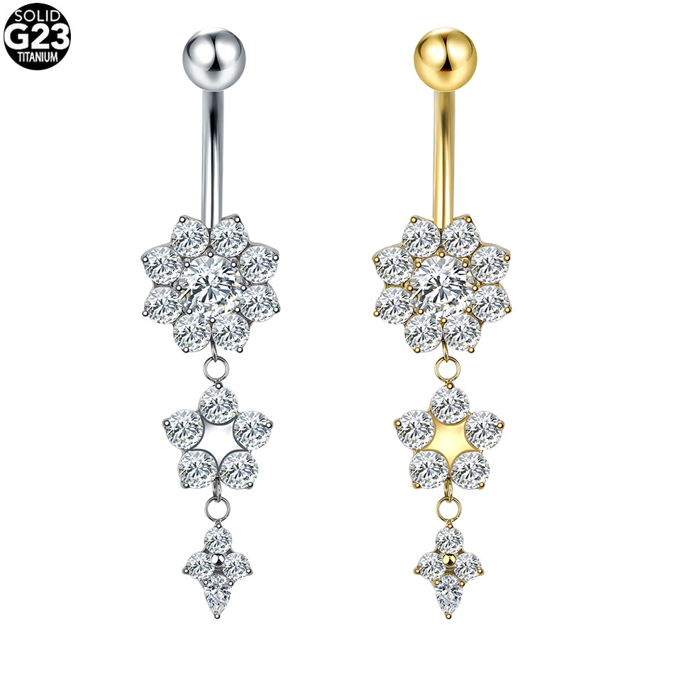 1/5PCS Titanium Heart CZ Navel - Belly Bar Titanium ulasan dan harga