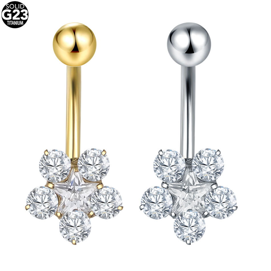 1/5PCS Titanium Heart CZ Navel - Belly Bar Titanium ulasan dan harga