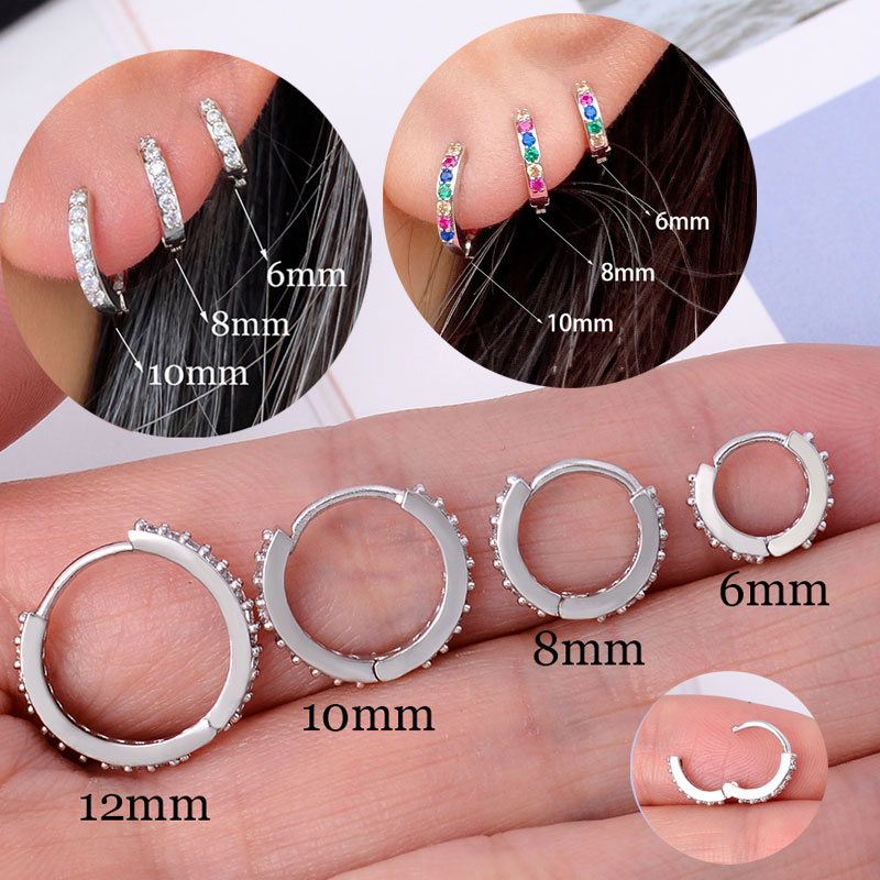 Rainbow CZ Huggies Hoop Earrin - Helix Cartilage Ring ulasan dan harga