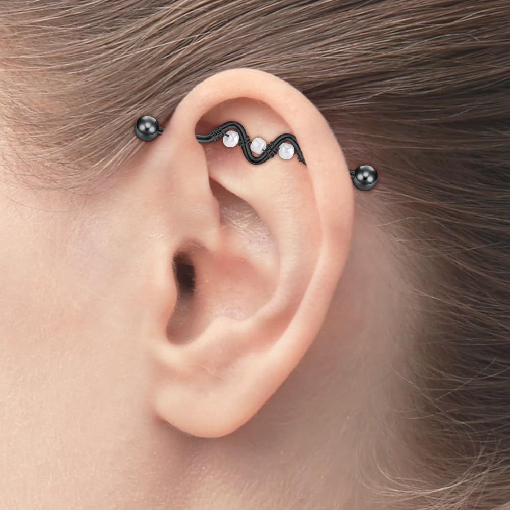 8pcs14G Stainless Steel Indust - Body Jewelry Industrial ulasan dan harga