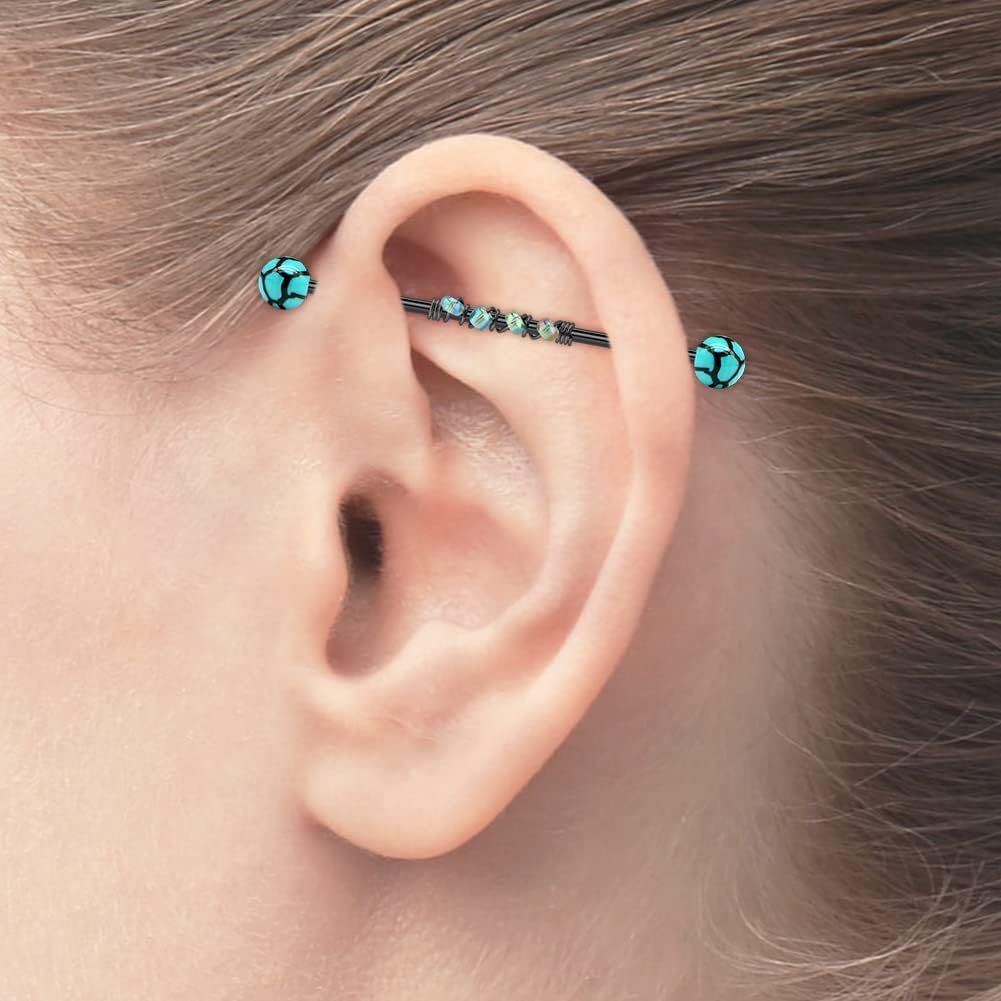 8pcs14G Stainless Steel Indust - Body Jewelry Industrial ulasan dan harga