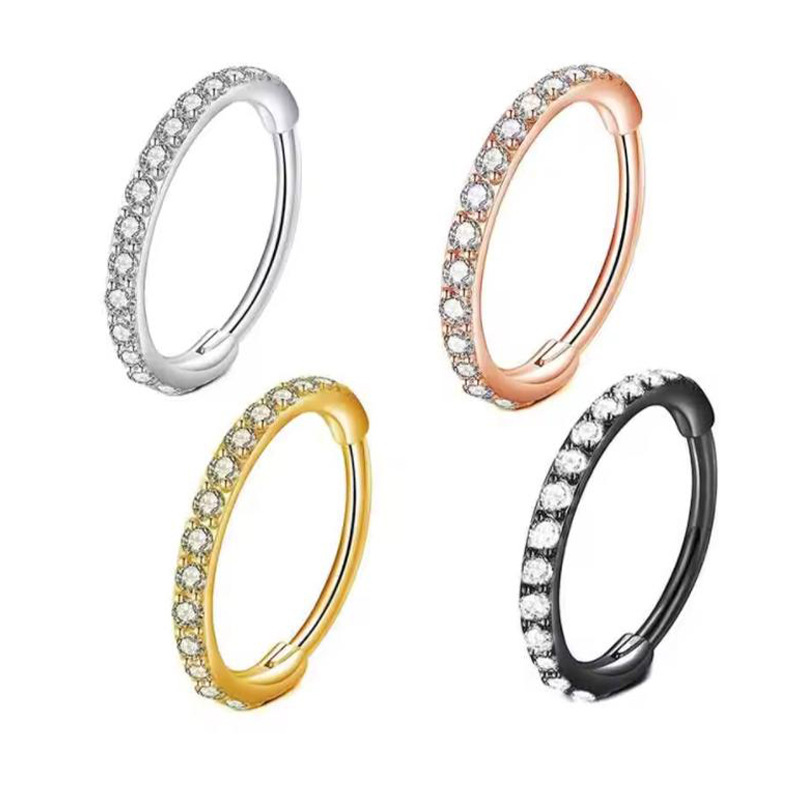 16G Clear CZ Nose Ring Hoop 31 - Helix Cartilage Ring ulasan dan harga