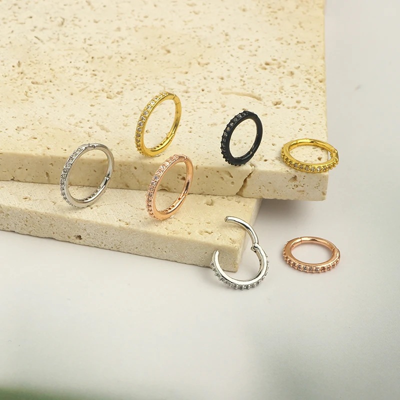 16G Clear CZ Nose Ring Hoop 31 - Helix Cartilage Ring ulasan dan harga