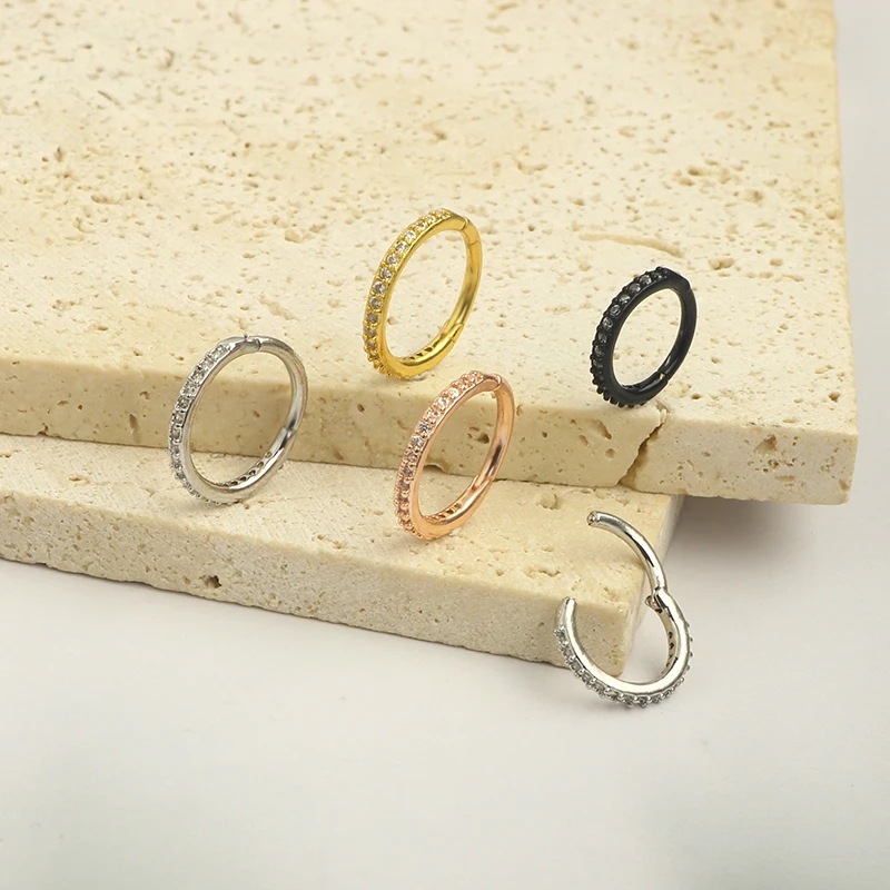 16G Clear CZ Nose Ring Hoop 31 - Helix Cartilage Ring ulasan dan harga