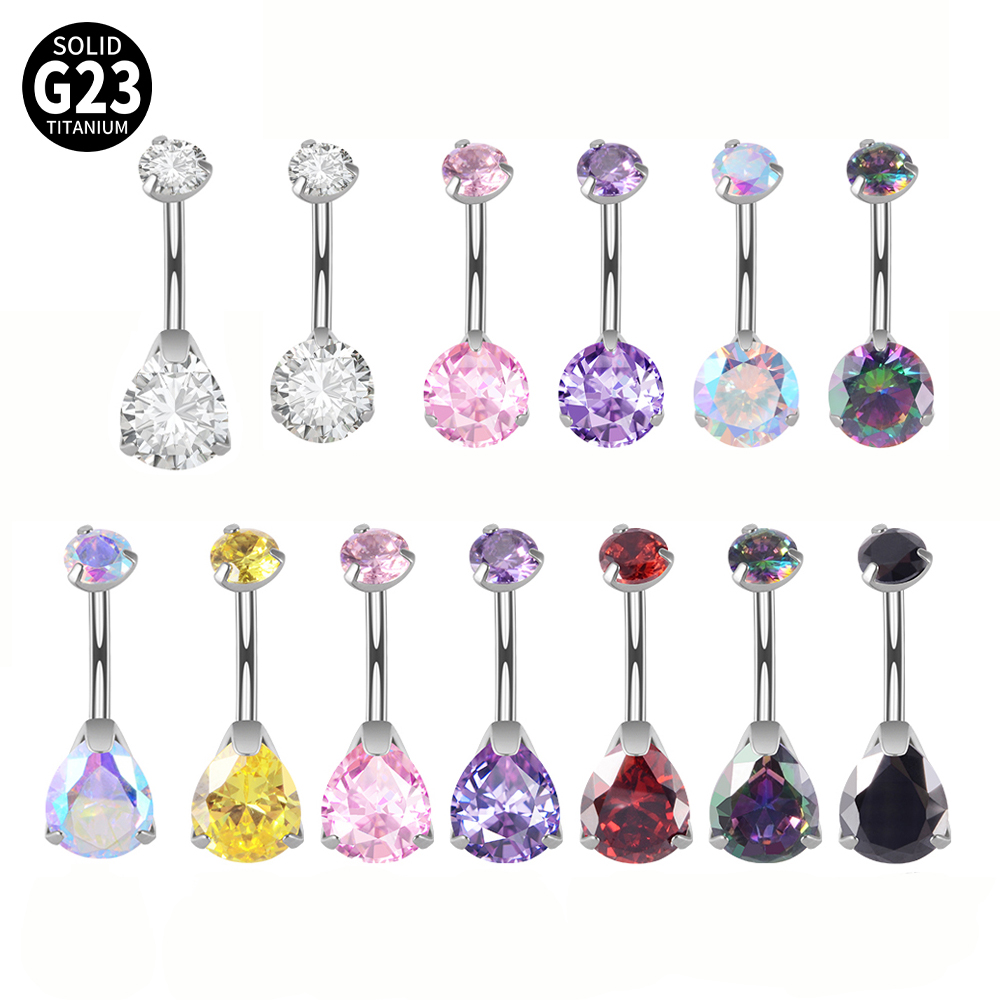 1PC G23 Titanium Zircon Belly  - Belly Bar Titanium ulasan dan harga