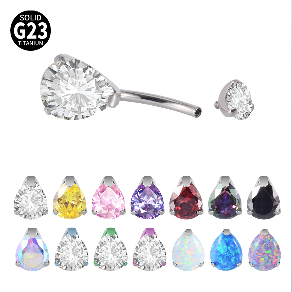 1PC G23 Titanium Zircon Belly  - Belly Bar Titanium ulasan dan harga