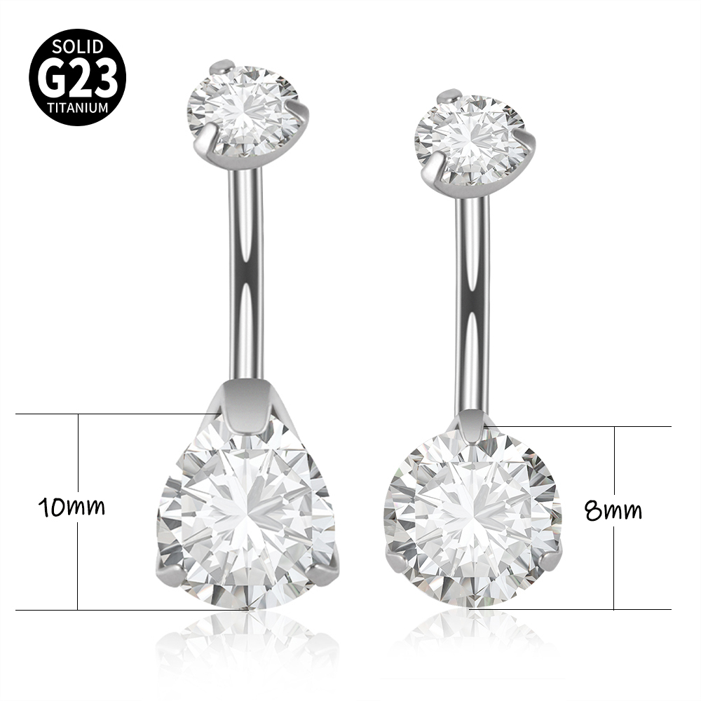 1PC G23 Titanium Zircon Belly  - Belly Bar Titanium ulasan dan harga
