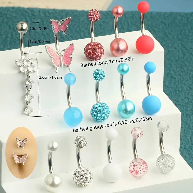 14pcs Belly Button Rings Navel - Body Jewelry Jewelry Box ulasan dan harga