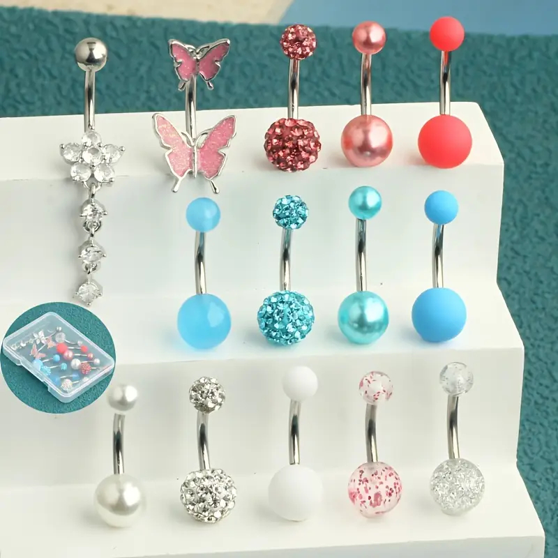 14pcs Belly Button Rings Navel - Body Jewelry Jewelry Box ulasan dan harga