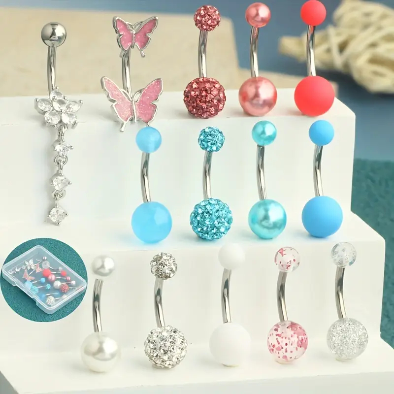 14pcs Belly Button Rings Navel - Body Jewelry Jewelry Box ulasan dan harga