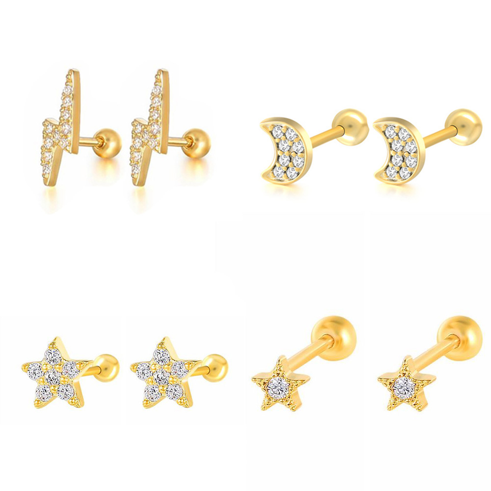 1PC Star Moon Lightning Zircon - Helix Cartilage Ring ulasan dan harga