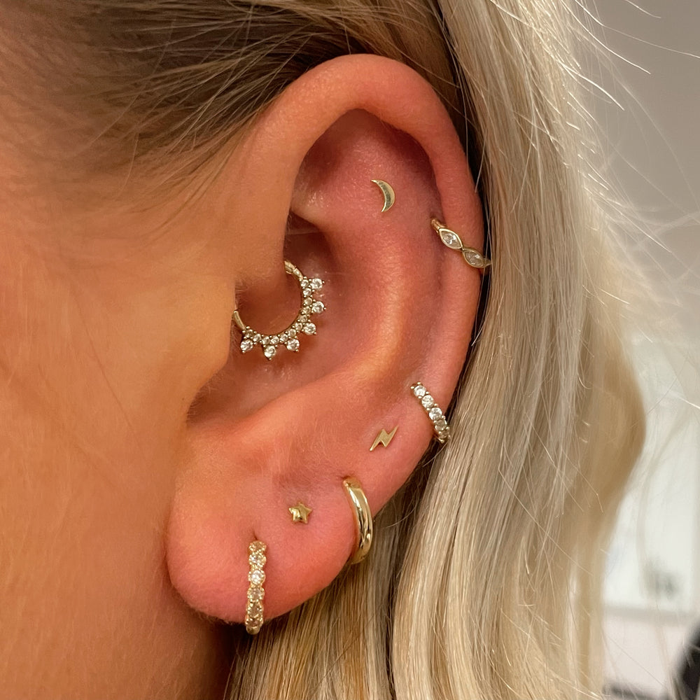 1PC Star Moon Lightning Zircon - Helix Cartilage Ring ulasan dan harga