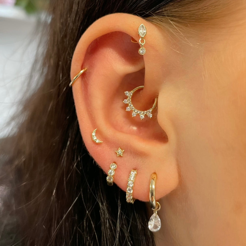 1PC Star Moon Lightning Zircon - Helix Cartilage Ring ulasan dan harga