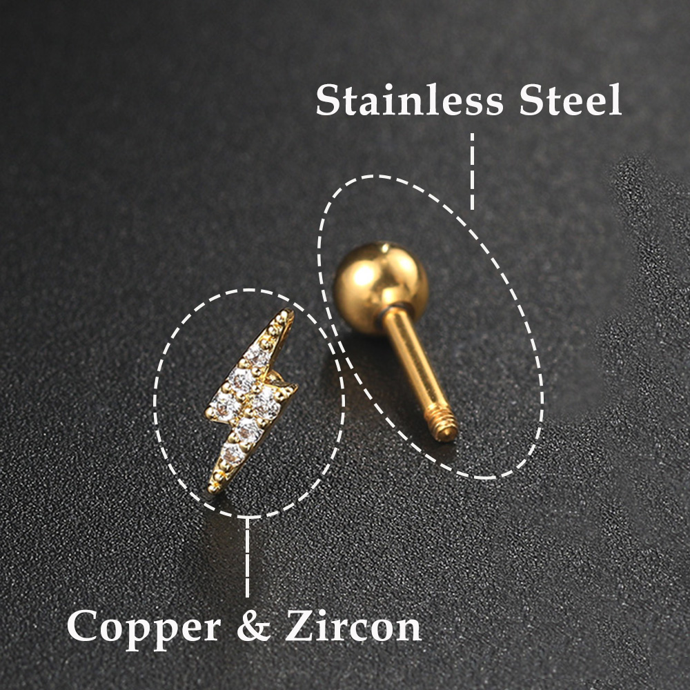 1PC Star Moon Lightning Zircon - Helix Cartilage Ring ulasan dan harga