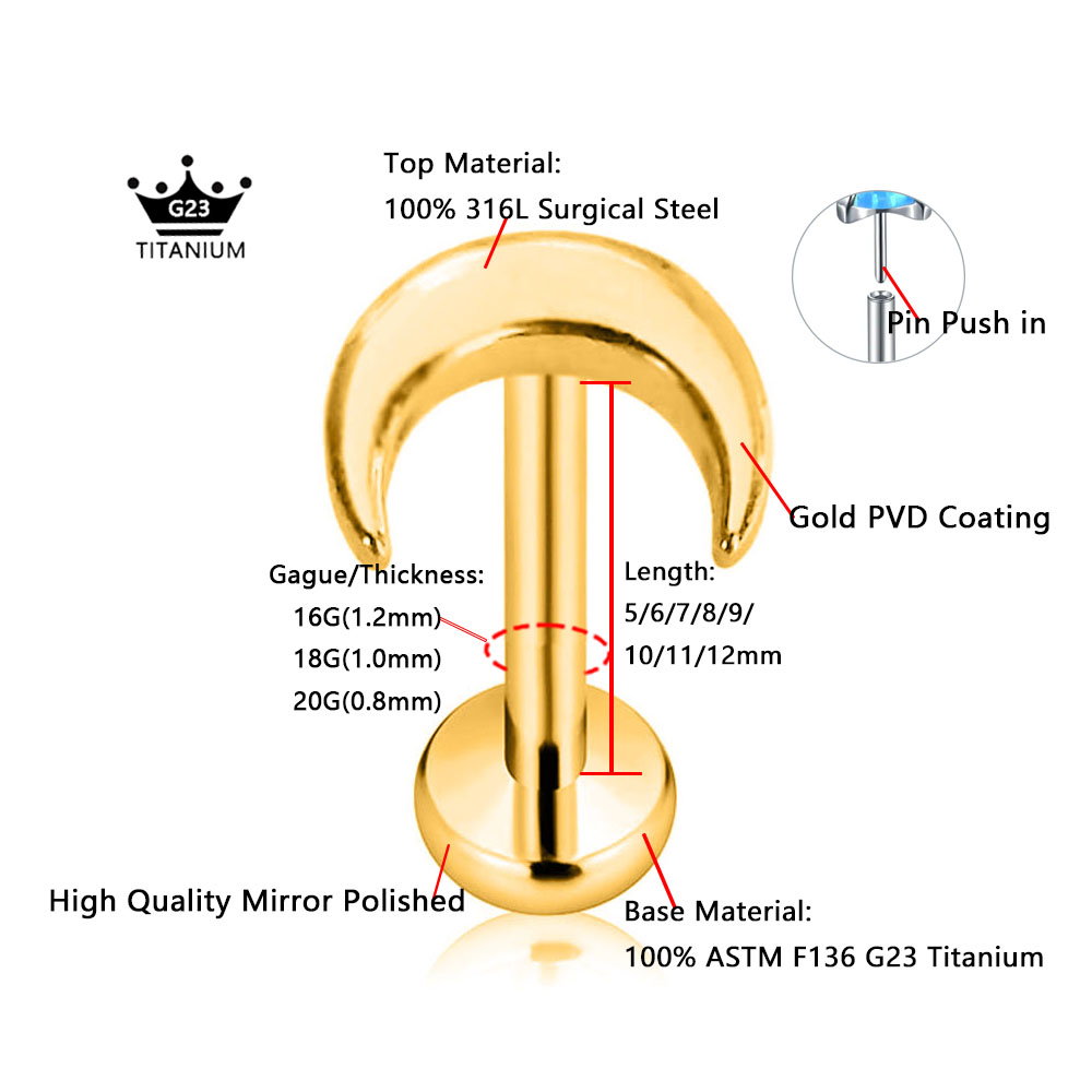 ASTM F136 G23 Titanium Shiny C - Body Jewelry Threadless ulasan dan harga