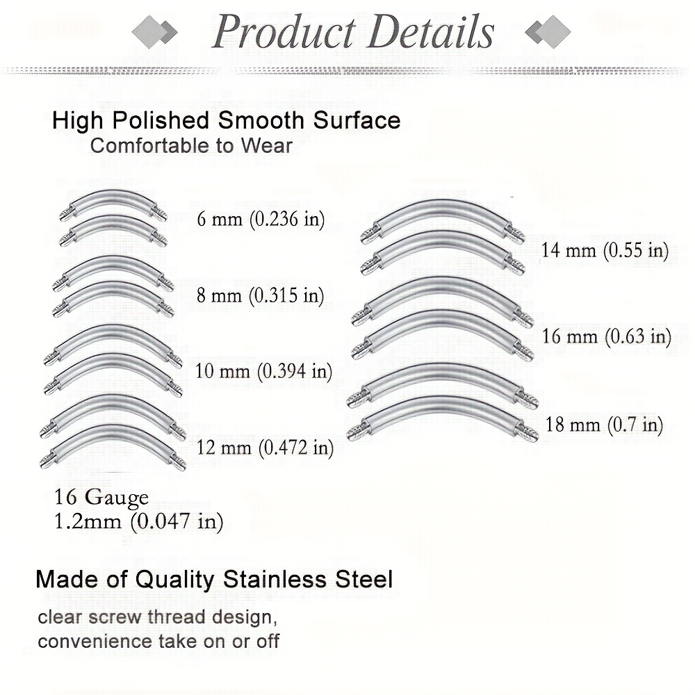 6/8/10/12/52pcs 16G Stainless  - Body Jewelry Industrial ulasan dan harga