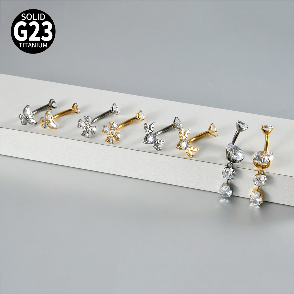 1PC Titanium Flower/Butterfly  - Belly Bar Titanium ulasan dan harga