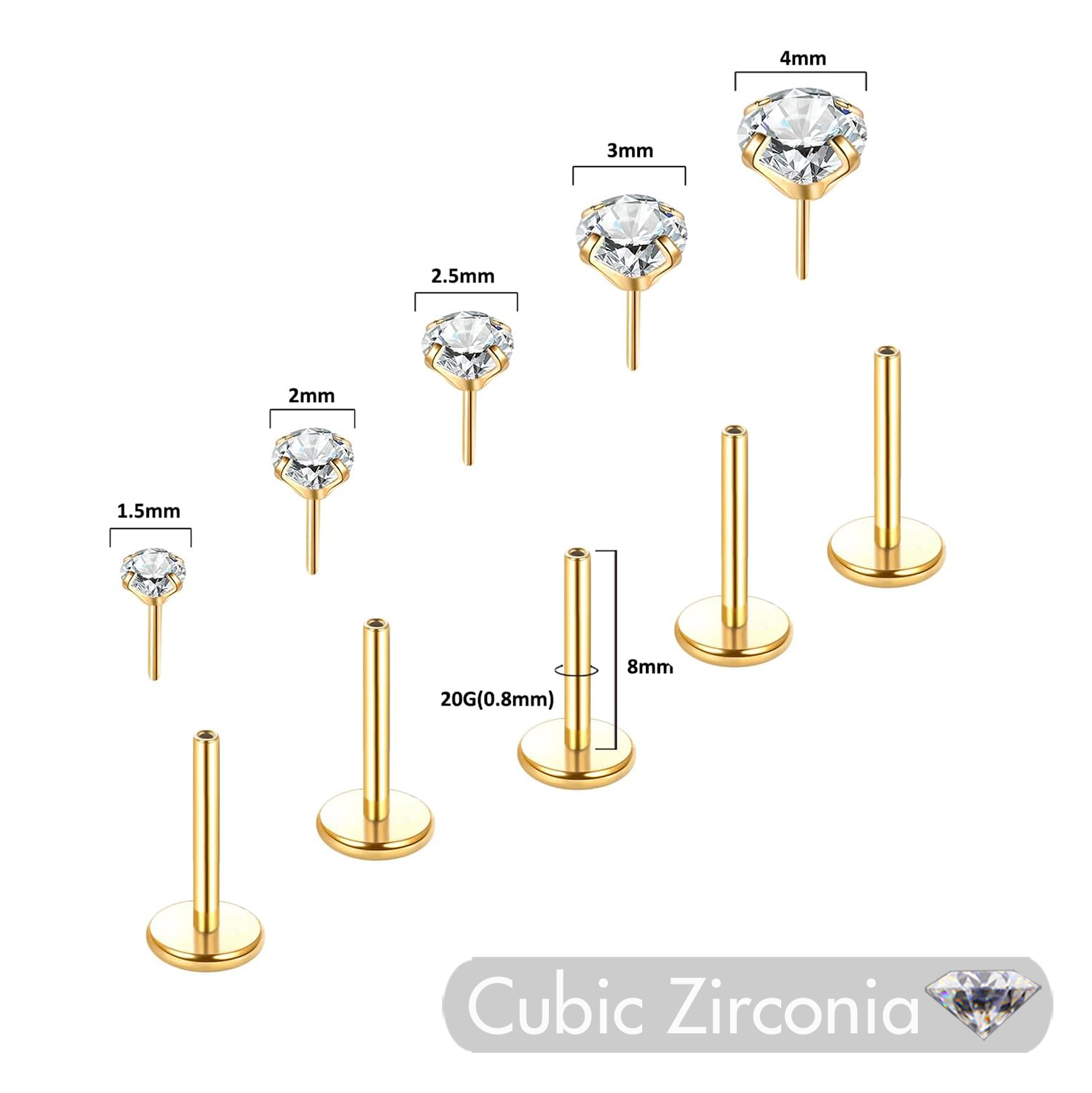 5Pcs Threadless Push In Ear No - Body Jewelry Threadless ulasan dan harga