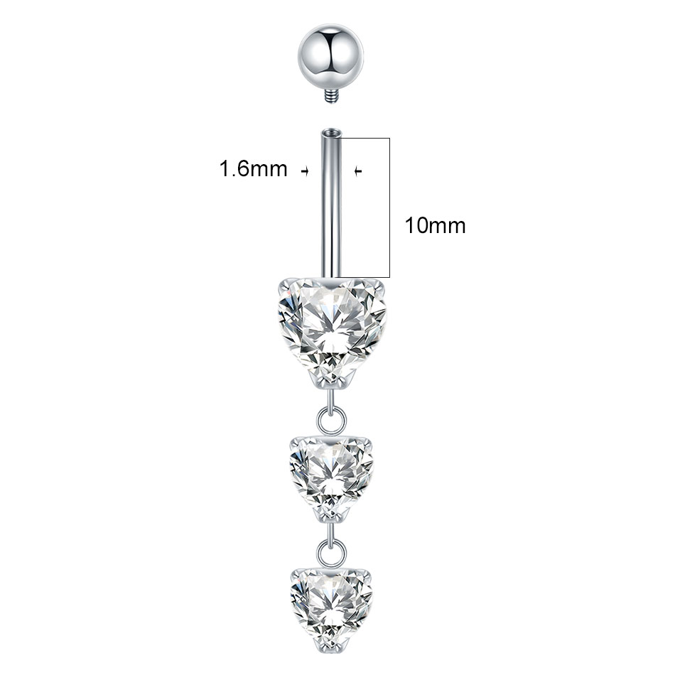 1/5PCS Titanium 14G Heart CZ G - Belly Bar Titanium ulasan dan harga