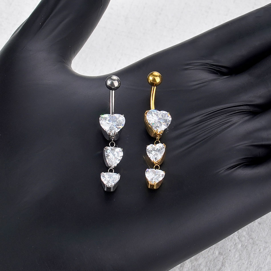 1/5PCS Titanium 14G Heart CZ G - Belly Bar Titanium ulasan dan harga