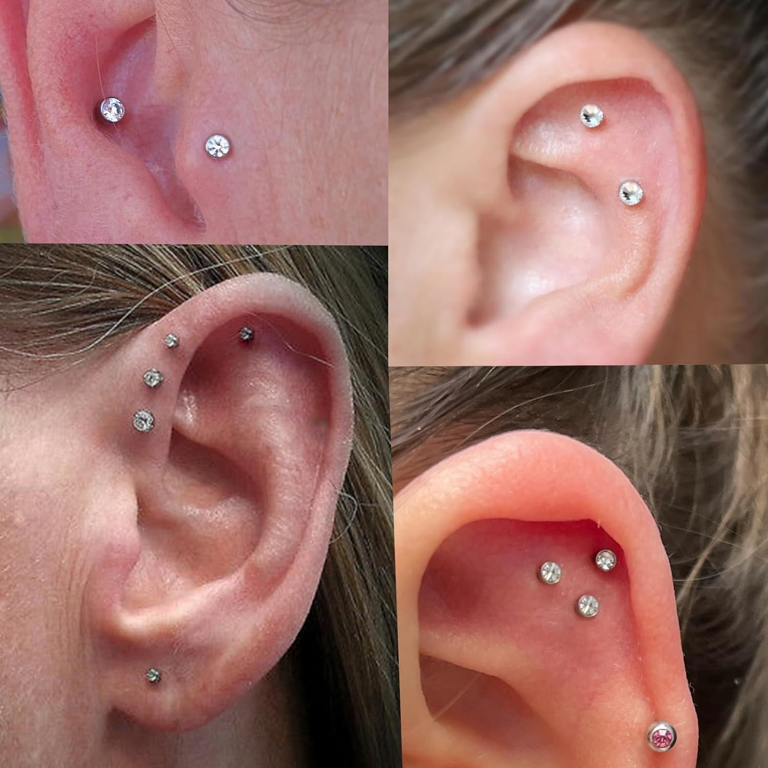 9pc Clear Lip Rings Studs Plas - Helix Cartilage Ring ulasan dan harga