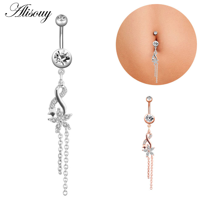 1pc New Zircon Fashion Surgica - Belly Bar Titanium ulasan dan harga