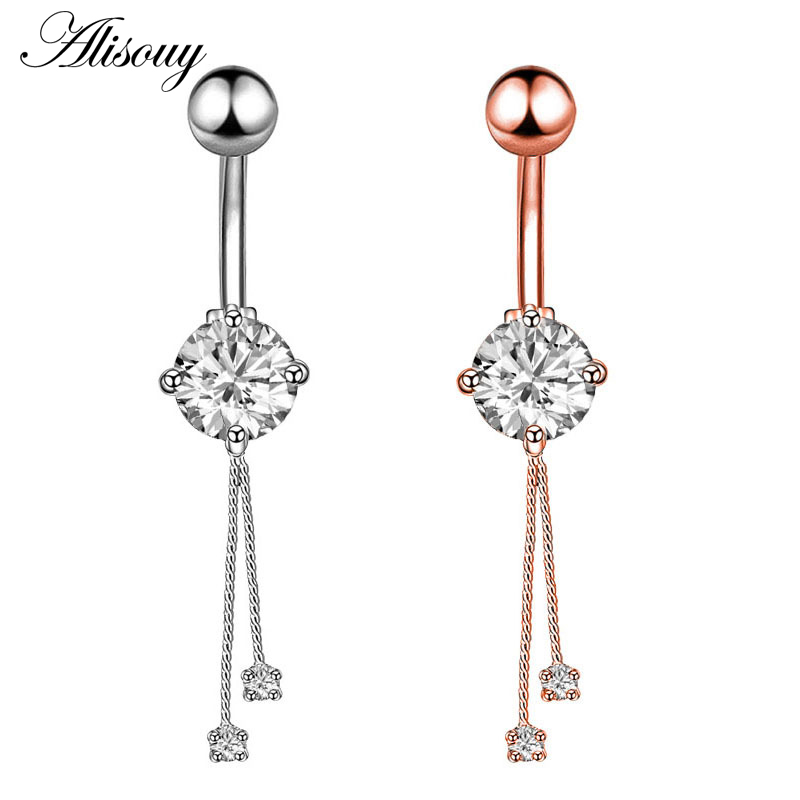1pc New Zircon Fashion Surgica - Belly Bar Titanium ulasan dan harga