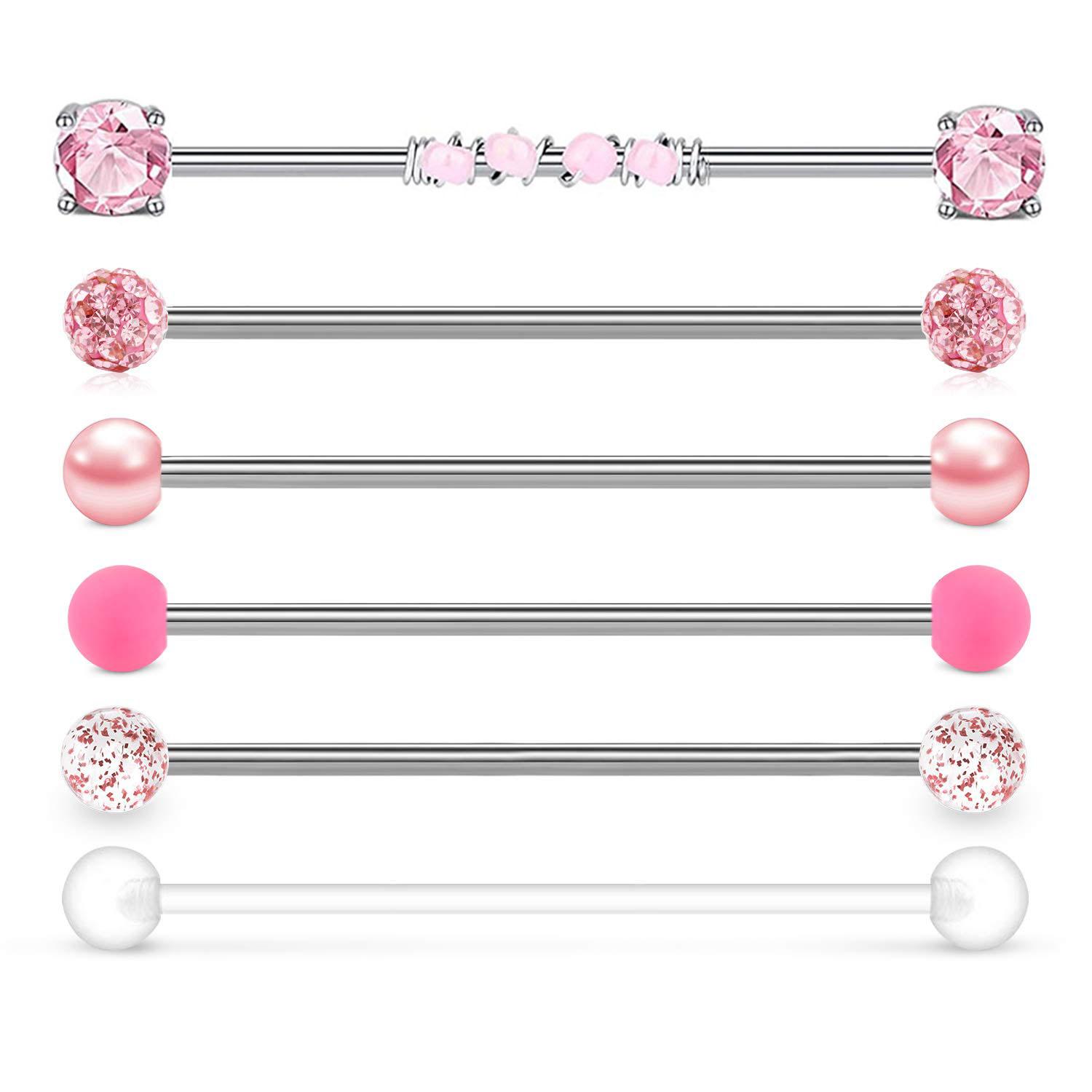 1pc/6pcs 14G 38mm Stainless St - Body Jewelry Industrial ulasan dan harga