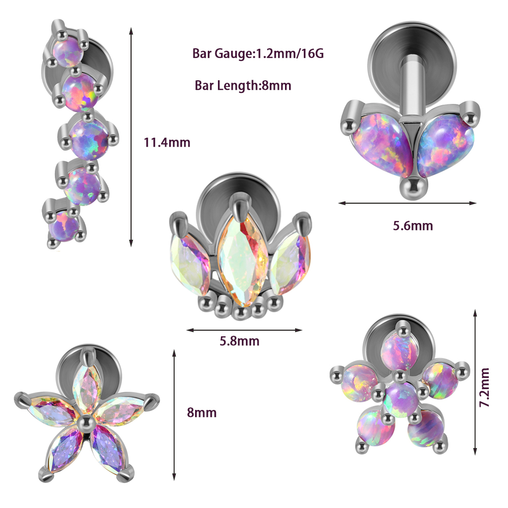 1PC Stainless Steel Opal Flowe - Helix Cartilage Ring ulasan dan harga