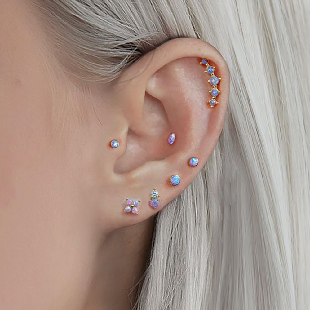 1PC Stainless Steel Opal Flowe - Helix Cartilage Ring ulasan dan harga