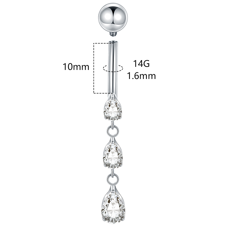 1/5PCS Titanium 14G Dangle CZ  - Belly Bar Titanium ulasan dan harga