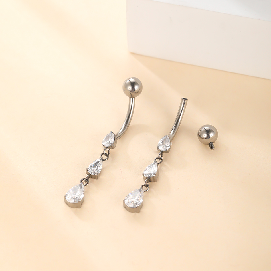 1/5PCS Titanium 14G Dangle CZ  - Belly Bar Titanium ulasan dan harga