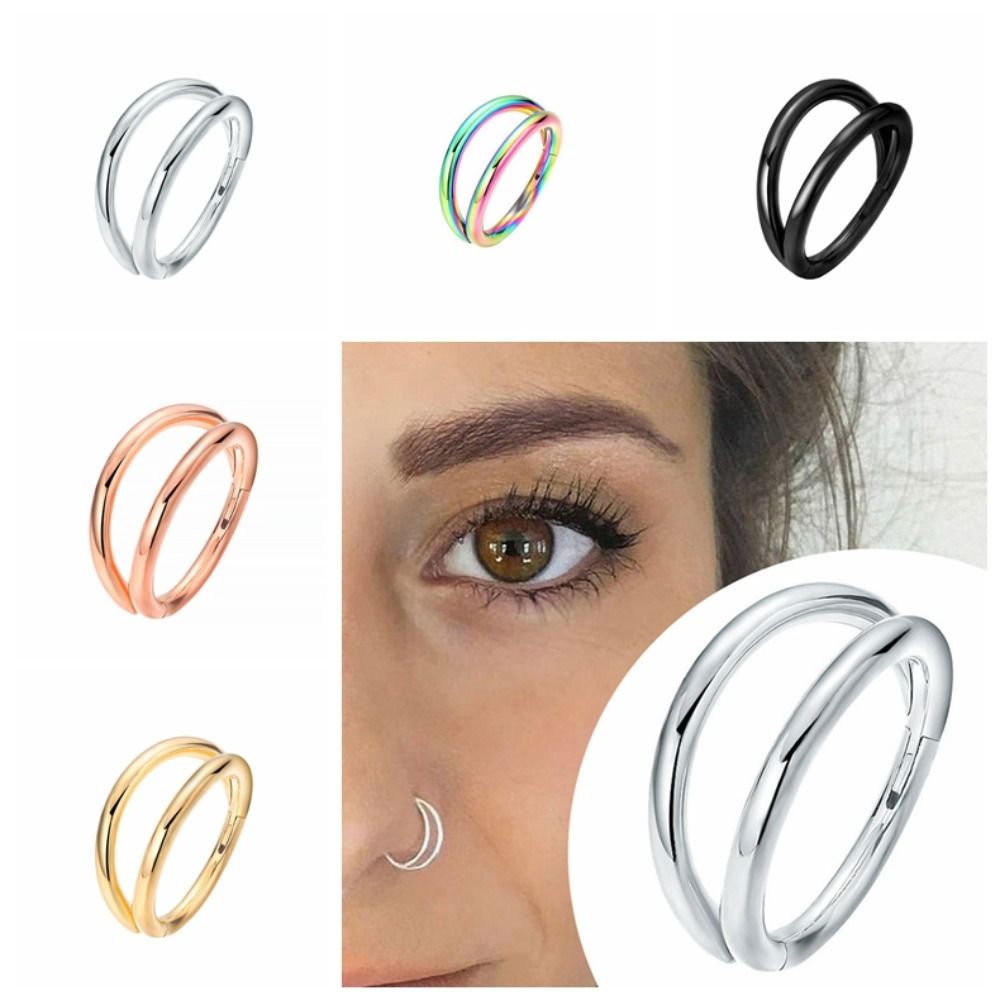 Creative Stainless Steel Doubl - Helix Cartilage Ring ulasan dan harga