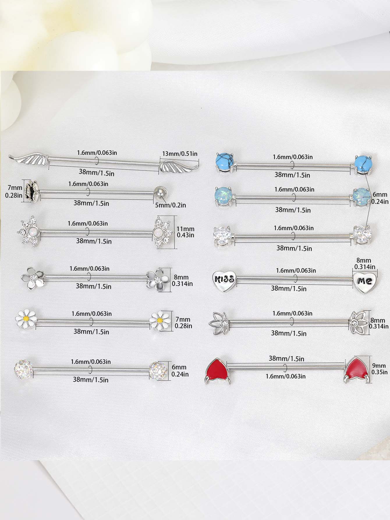 16G Arrows Hearts Industrial B - Body Jewelry Industrial ulasan dan harga