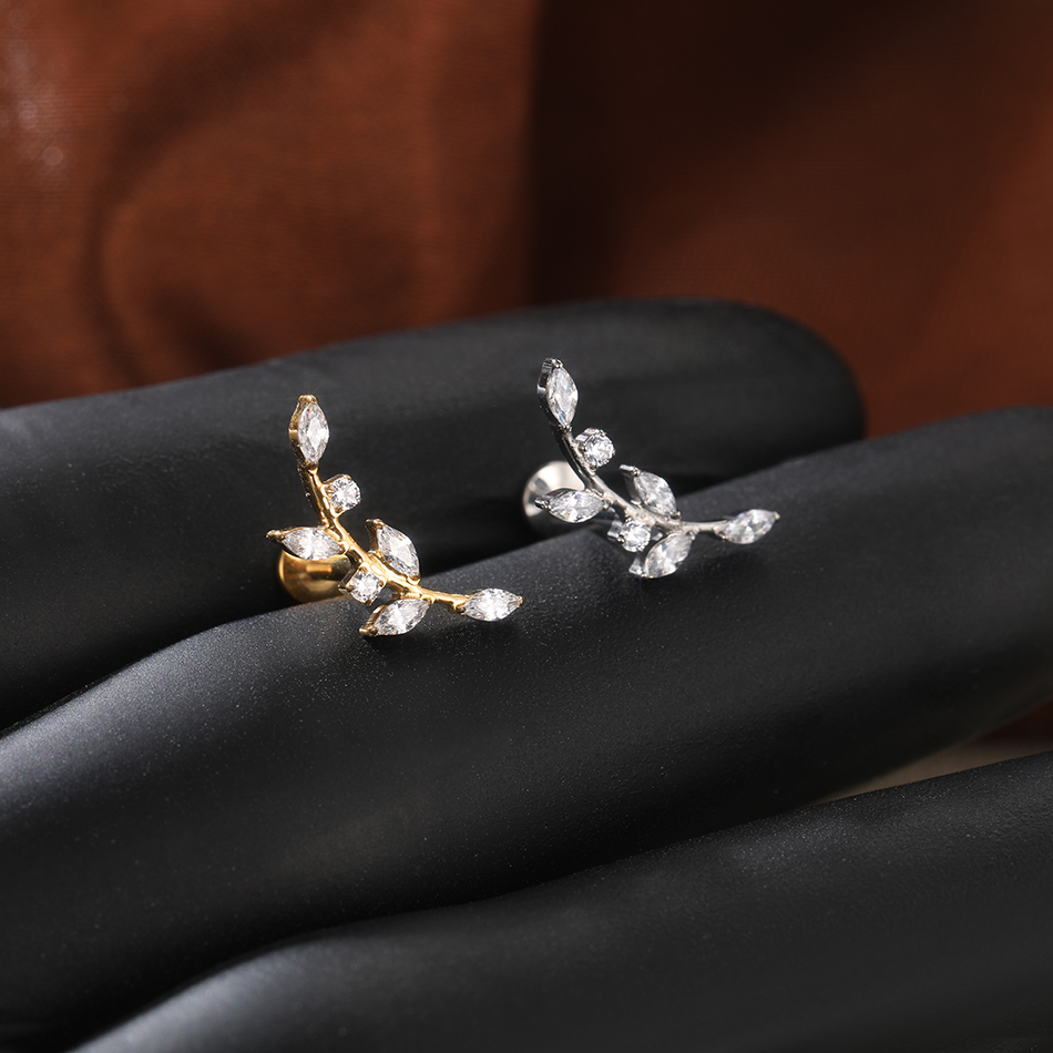 1/5PCS Titanium Leaf Ear Tragu - Helix Cartilage Ring ulasan dan harga