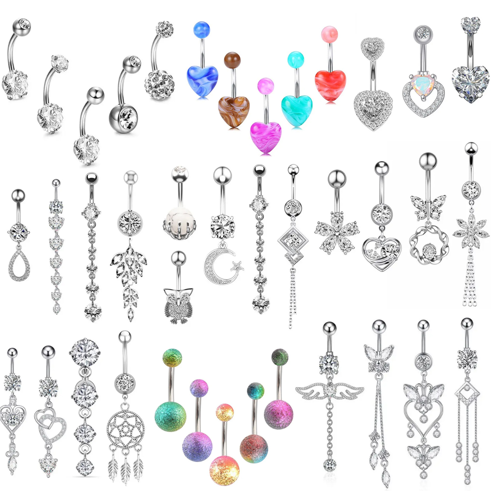3-5pcs/lot Stainless Steel Flo - Belly Bar Titanium ulasan dan harga