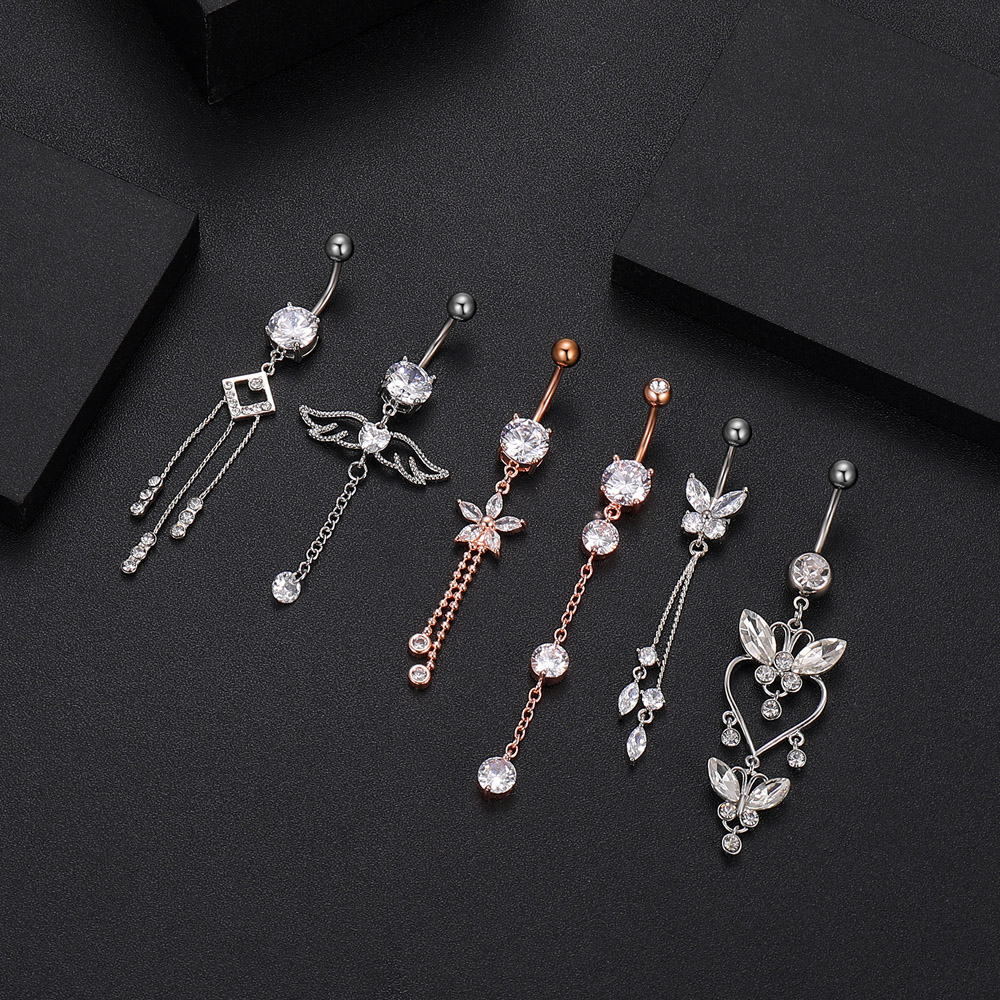 3-5pcs/lot Stainless Steel Flo - Belly Bar Titanium ulasan dan harga
