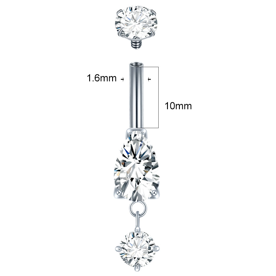 1/5PCS Titanium Crystal Zircon - Belly Bar Titanium ulasan dan harga