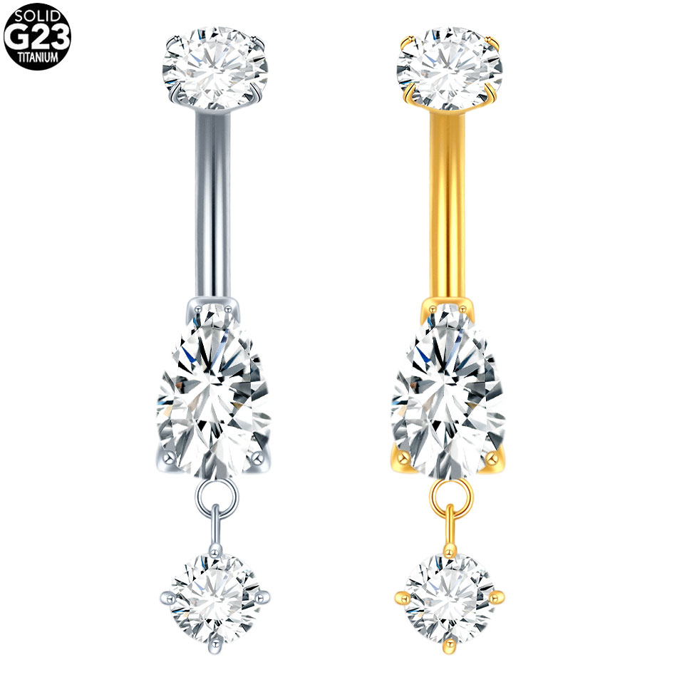 1/5PCS Titanium Crystal Zircon - Belly Bar Titanium ulasan dan harga
