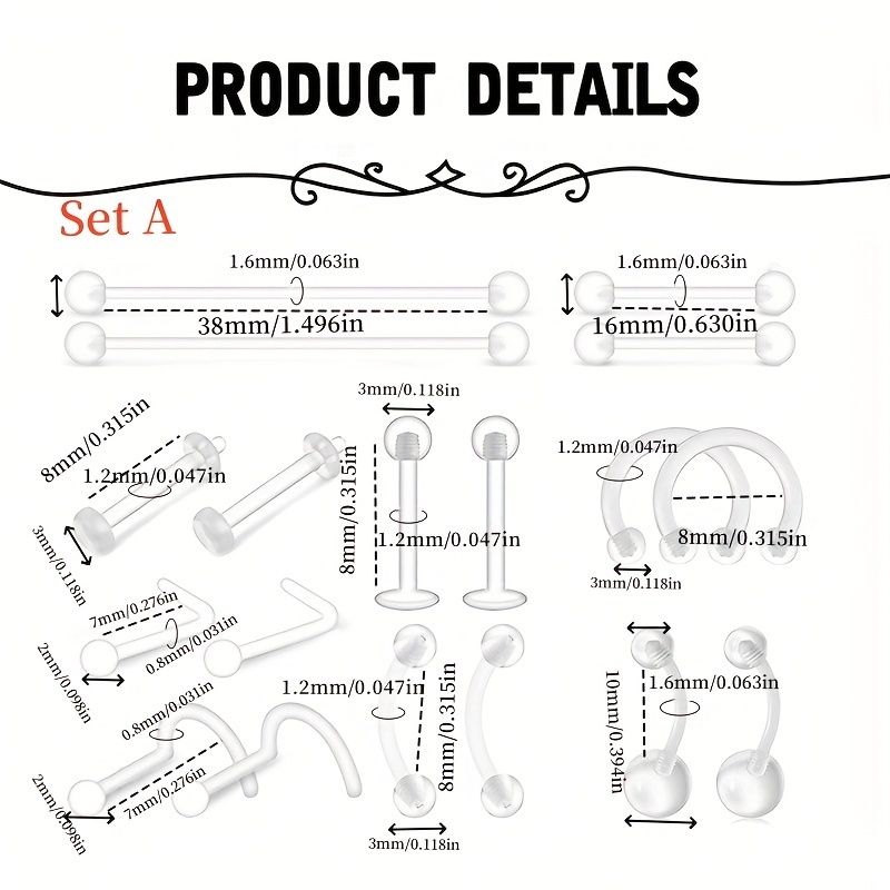 36pcs Piercing Kit Retainers P - Body Jewelry Industrial ulasan dan harga