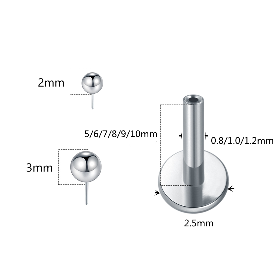 1/10pcs Titanium Push-in Balls - Body Jewelry Threadless ulasan dan harga