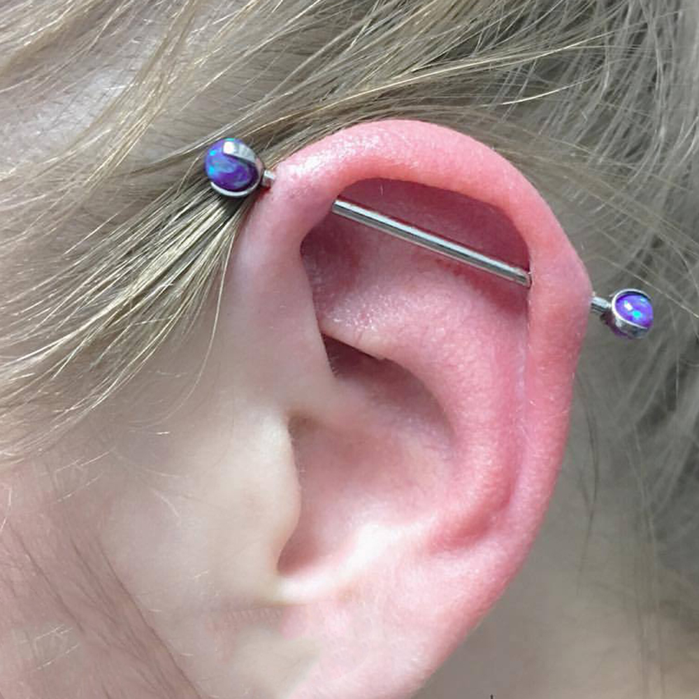 1PC Surgical Steel Prong Opal  - Body Jewelry Industrial ulasan dan harga